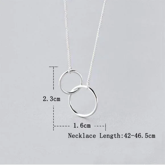 NEW 925 Sterling Silver Double Circle Necklace - Picture 8 of 8